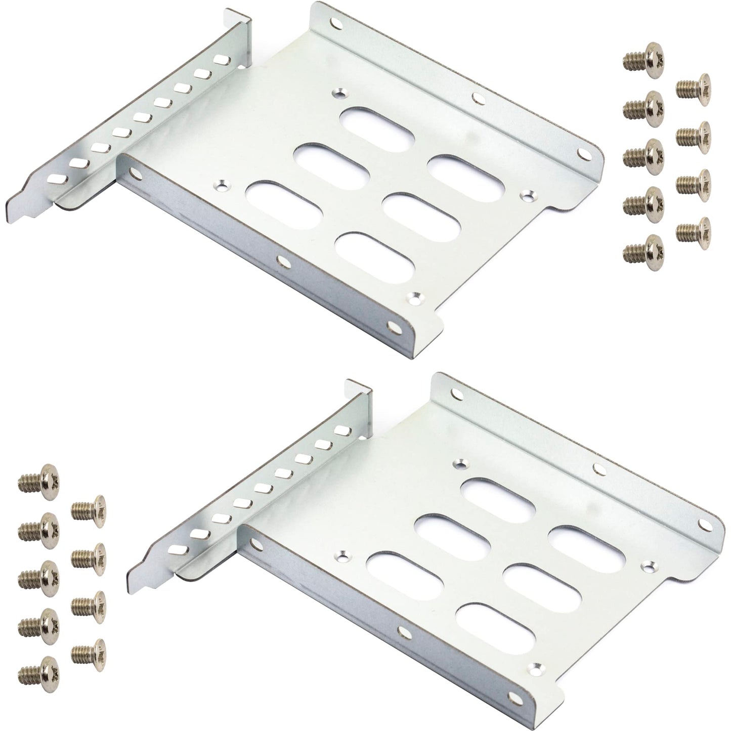 2Pcs 2.5  To 3.5  Hard Drive Tray Holder For Pci Ssd Hdd Metal Mounting Bracket Adapter