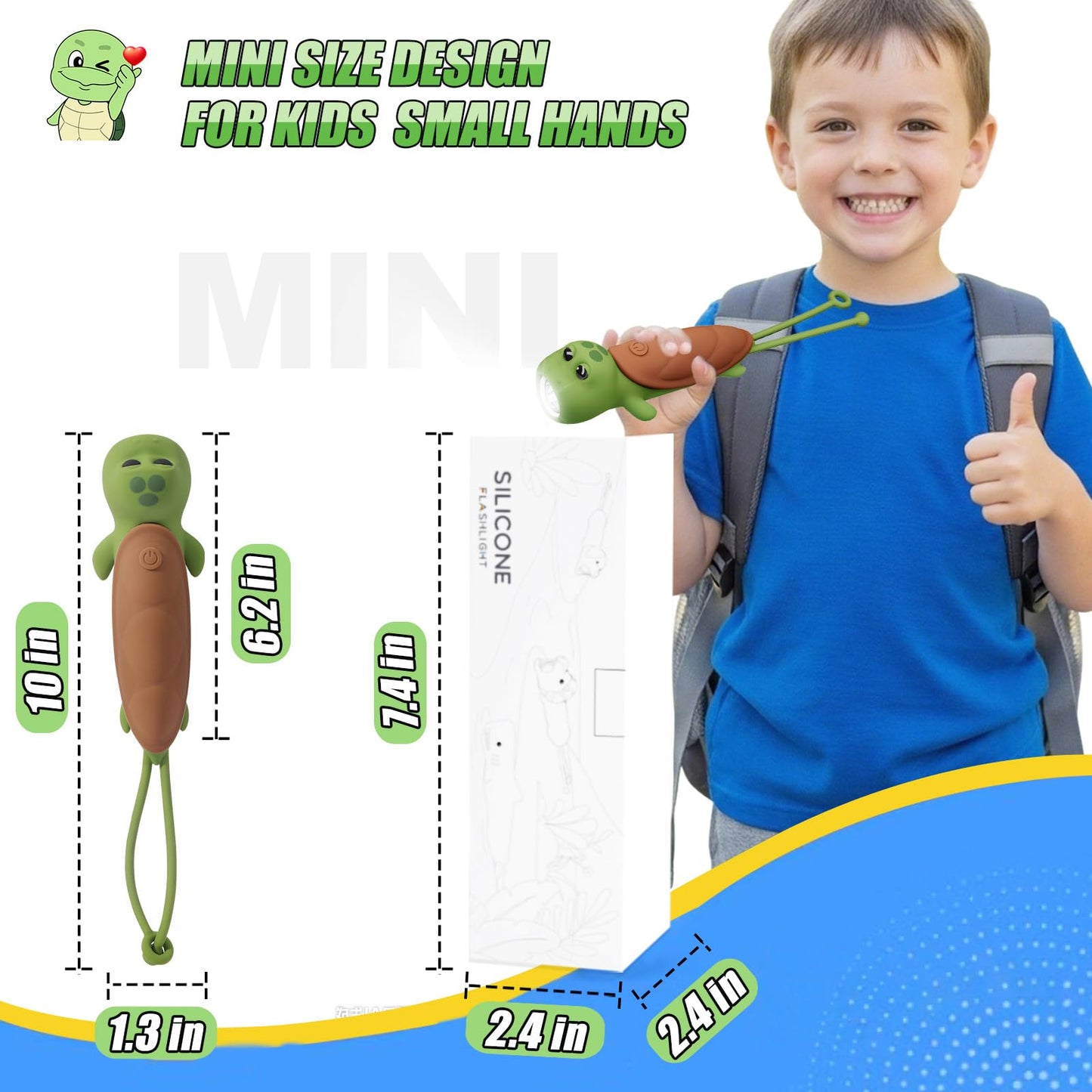 Tremdwoto Toddler Flashlight  Cute Turtle Kids Flashlight For Boys & Girls  Rechargeable Led Flashlight For Camping & Outdoor Adventures  Ideal Christmas Gift For Children