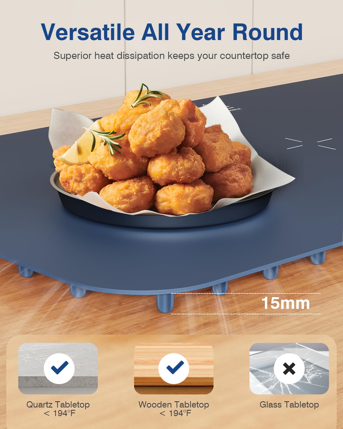 Voriah Warming Mat for Food,27.5x15.7'' Large Electric Warming Tray,7 Temp Levels,99H Continuous Heat,℉/℃ Switch,Patented Heating Design,Versatile Food Warmer for Buffet,Parties,Family Meals,Daily Use