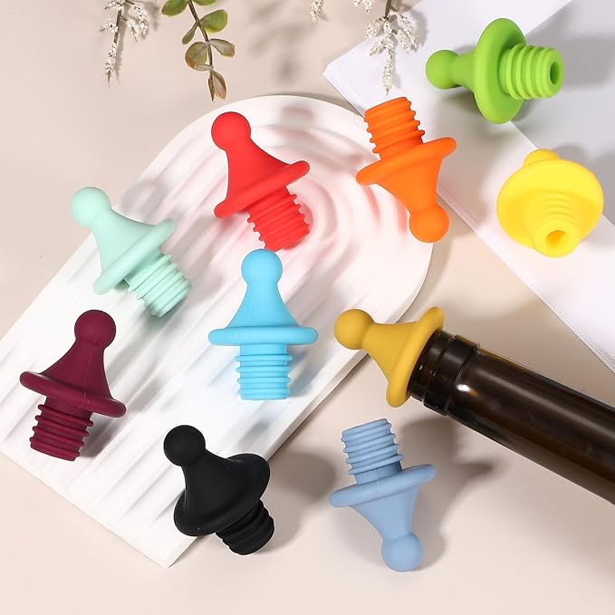 uxcell 3 Pcs Silicone Roof Shape Wine Stopper, Reusable Wine Stoppers Airtight Leak-proof Bottle Plug Liquor Saver with Beer Beverage Bottle Stopper for Bar Holiday Party, Black