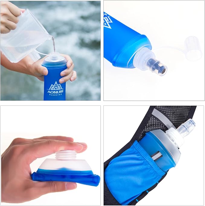 Azarxis TPU Soft Flask Running Collapsible Water Bottles BPA-Free Running Flask for Hydration Pack - Ideal for Running Hiking Cycling Climbing (450ml/15.22oz - 2 Pack)