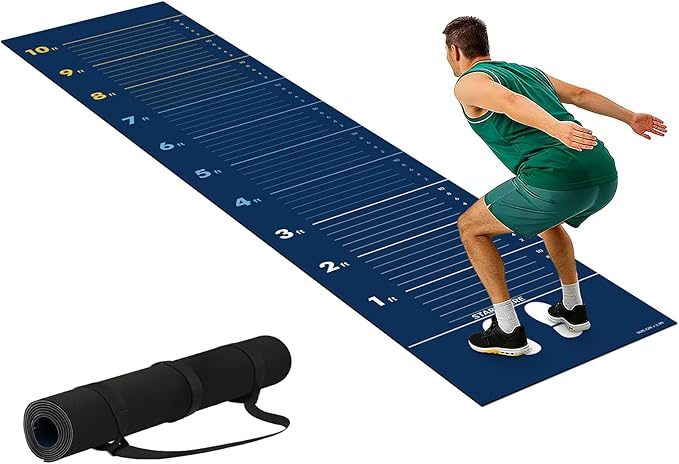 Standing Broad Jump Mat, Long Jump Training Mat with Clear Measurement Marks, Non Slip Broadjump Mat for Home, Gym and Sch...