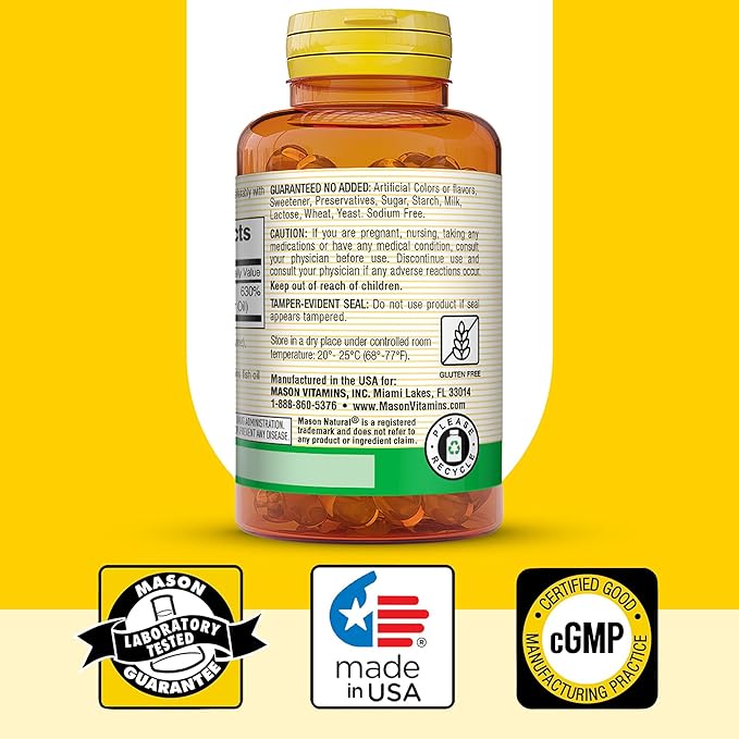 MASON NATURAL Vitamin D3 125 mcg (5000 IU), Supports Bone, Muscle & Immune Health, from Fish Liver Oil, 50 Softgels, Pack of 3