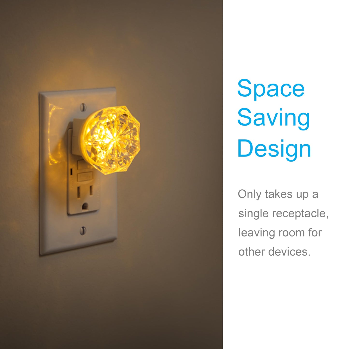 Ge Jewel Led Night Light, Plug-In Amber, Energy Efficient, Ul-Certified, 1 Pack, Model 11291