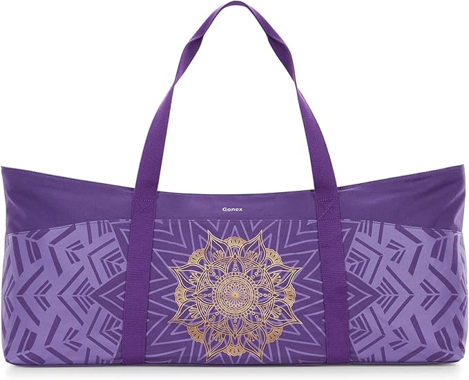 Gonex Yoga Mat Bag, Extra Large Canvas Gym Bag with Waterproof Pocket Metal Zipper, Fits Mat & Blocks, Stylish Yoga Mat Ca...