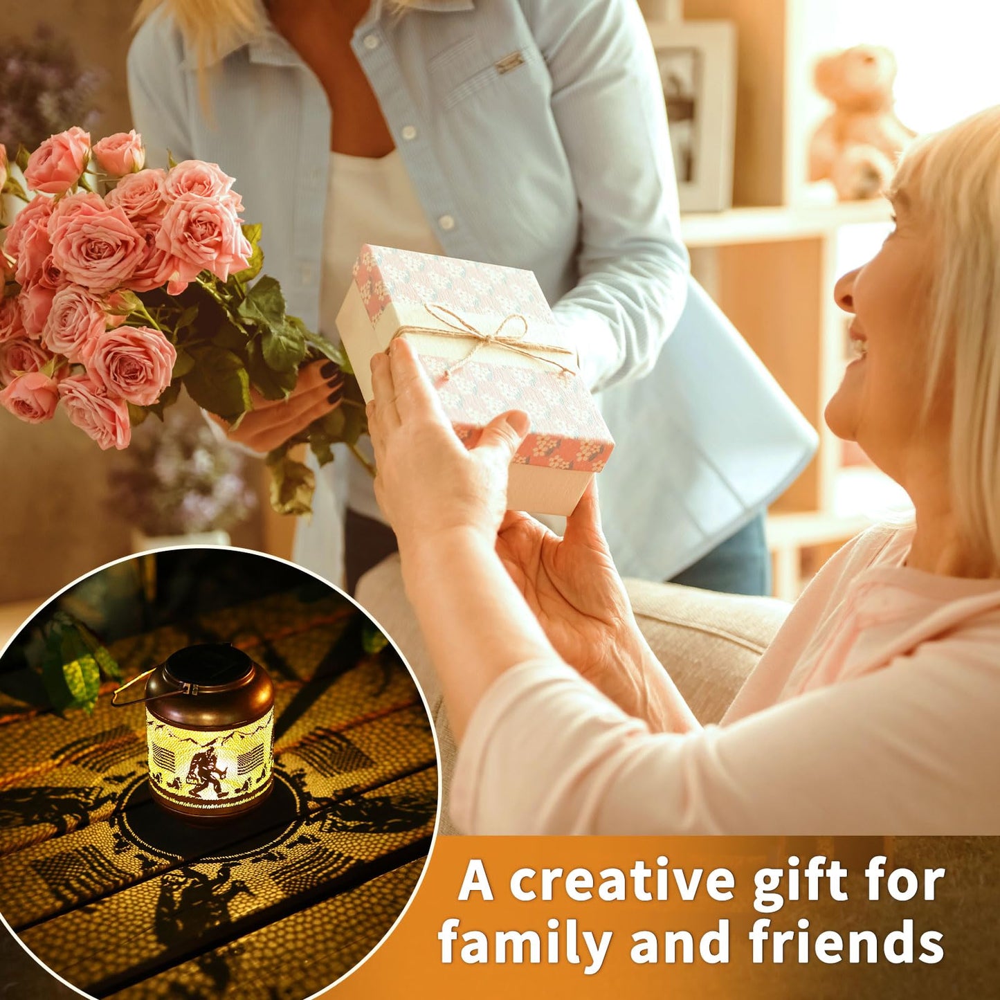 Bigfoot Solar Lanterns Outdoor Waterproof Hanging Solar Lights Big Foot Sasquatch Birthday Gifts For Women Men Metal Decoratives Led Lantern For Patio  Backyard  Porch  Yard  Lawn  Garden Decor