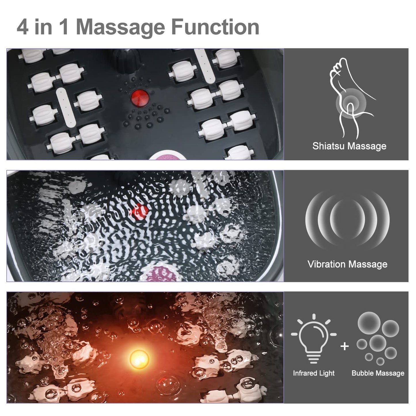 Foot Spa Bath Massager with Heat Bubbles and Vibration Massage and Jets, 16 OZ Calming Lavender Foot Soak Epsom Salt, CANGO Foot