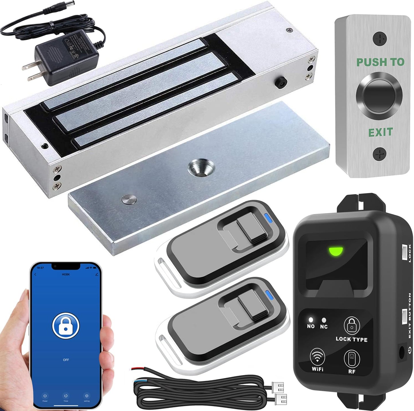 UHPPOTE 2.4GHz WiFi Outswinging Indoor 1200lb Electric Magnetic Door Lock Kit System with Remote and Smartphone app Control