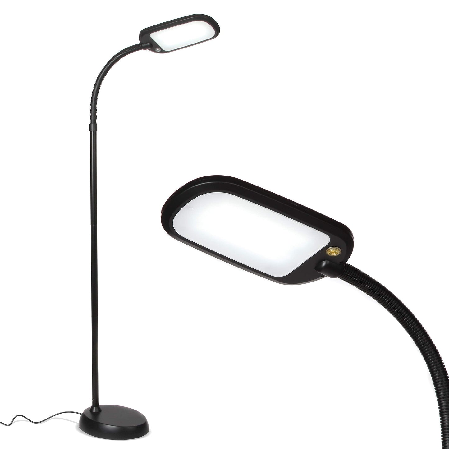 Brightech Litespan Slim LED Floor Lamp, Adjustable Gooseneck, Dimmable, Jet Black, Model LTSPAN-CLRS-BK