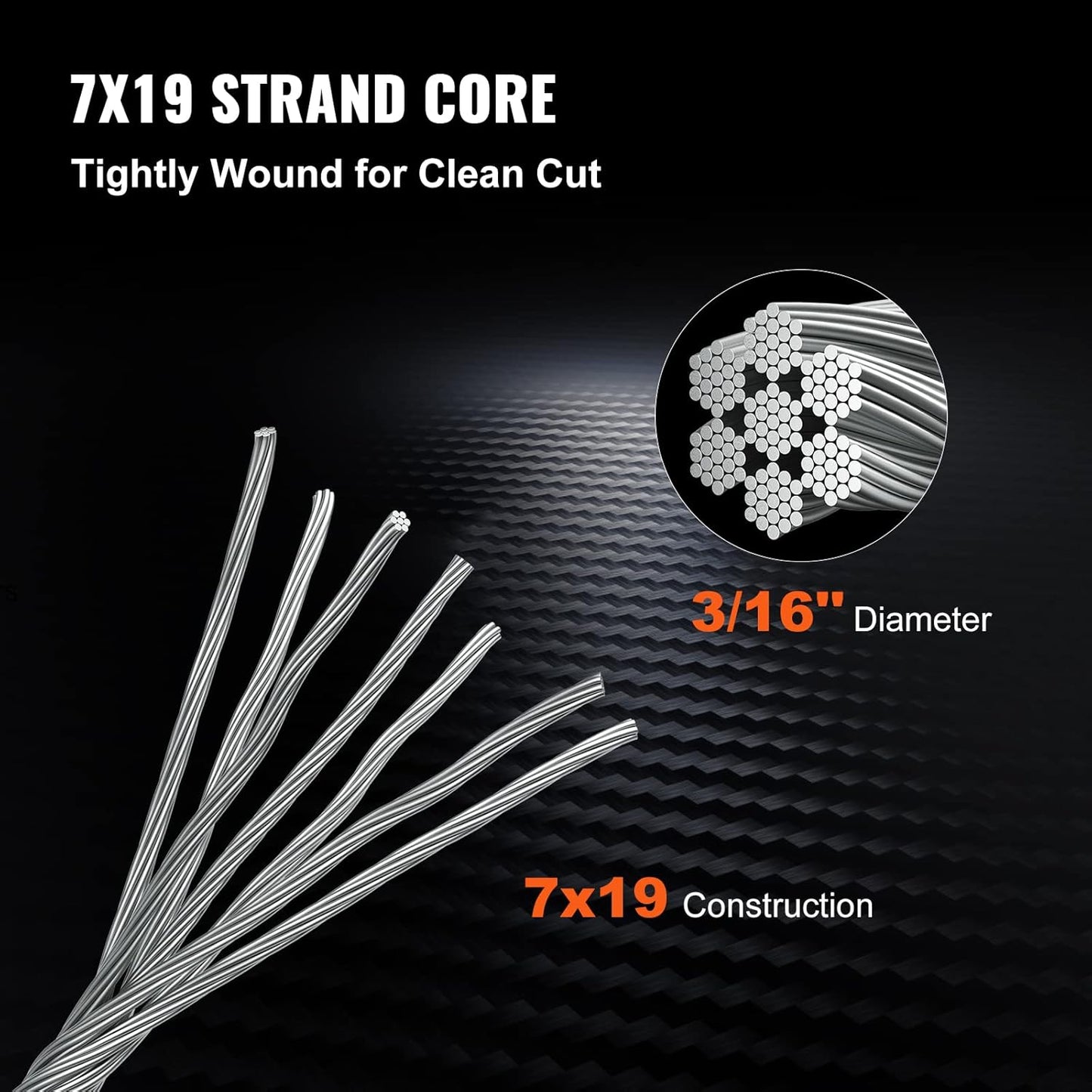 VEVOR 3/16 Stainless Steel Cable 500FT, T304 3700 LBS Breaking Strength Cable Railing System Wire Rope Aircraft Deck Railing Kit Fence Wire