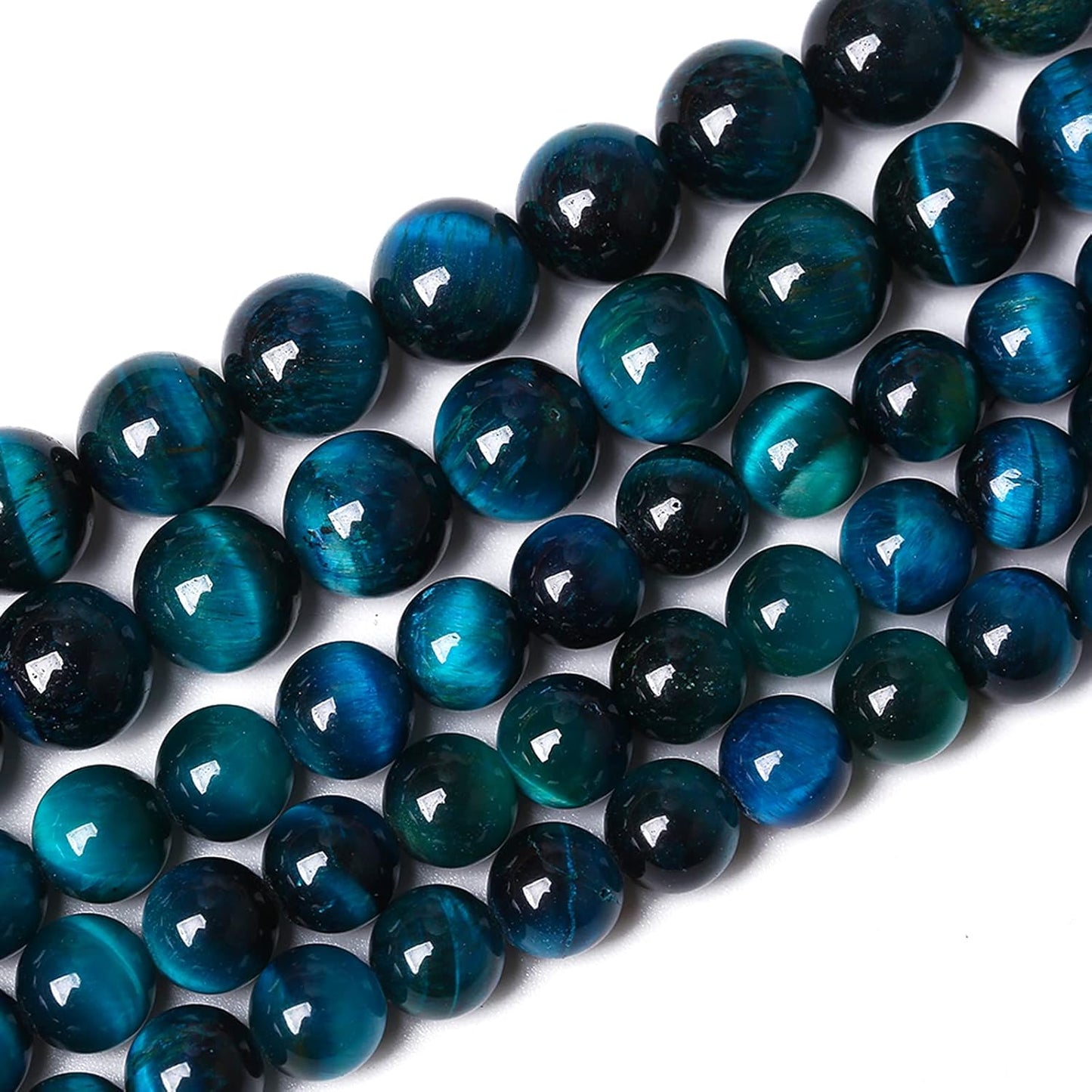 120PCS 6mm Blue Tiger Eye Gemstone Loose Beads Natural Round Loose Stone Beads for Jewelry Making DIY Bracelet Necklace Earrings 2 Strand 32"