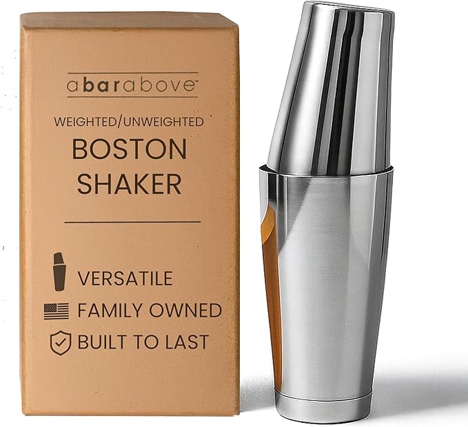 A Bar Above Professional Boston Shakers Set 18 oz Weighted and Unweighted Stainless Steel Cocktail Shaker Set for Bartende...