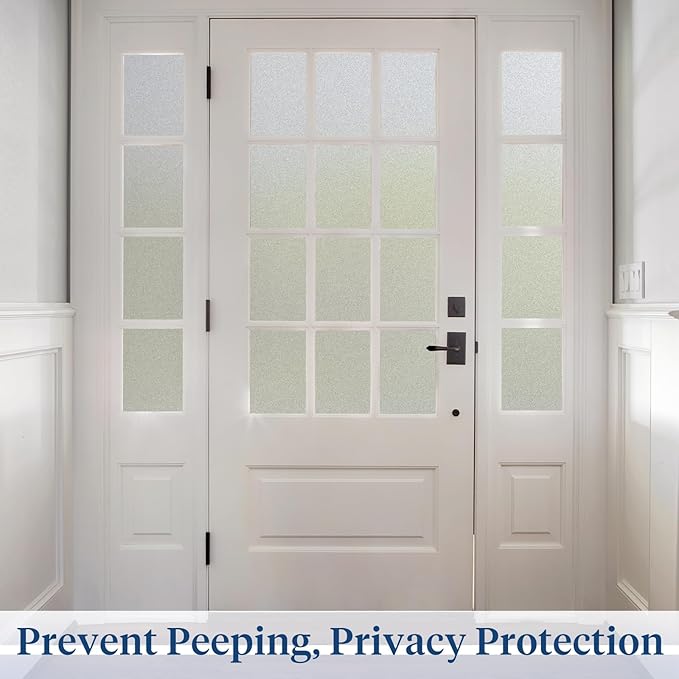 Haton Window Privacy Film Frosted Glass for Bathroom, Static Cling UV Sun Blocking Window Clings, Opaque Decorative Coverings Removable Sticker Heat Control Tint for Home Door, Pure 17.5" x 78.7"