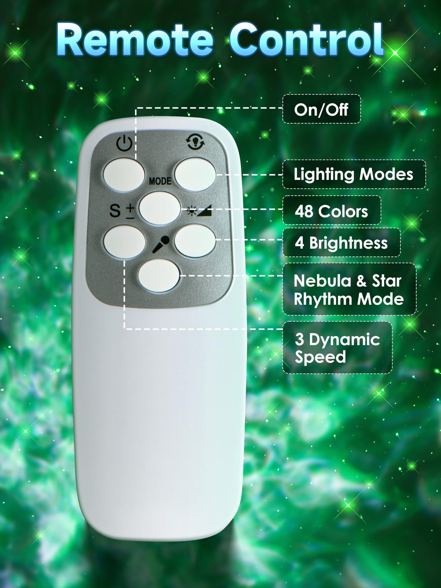 One Fire Galaxy Light Projector, 42 Colors, Dimmable, Remote Control, Model BL-XK04, Cream, Suitable for Kids and mature-themeds
