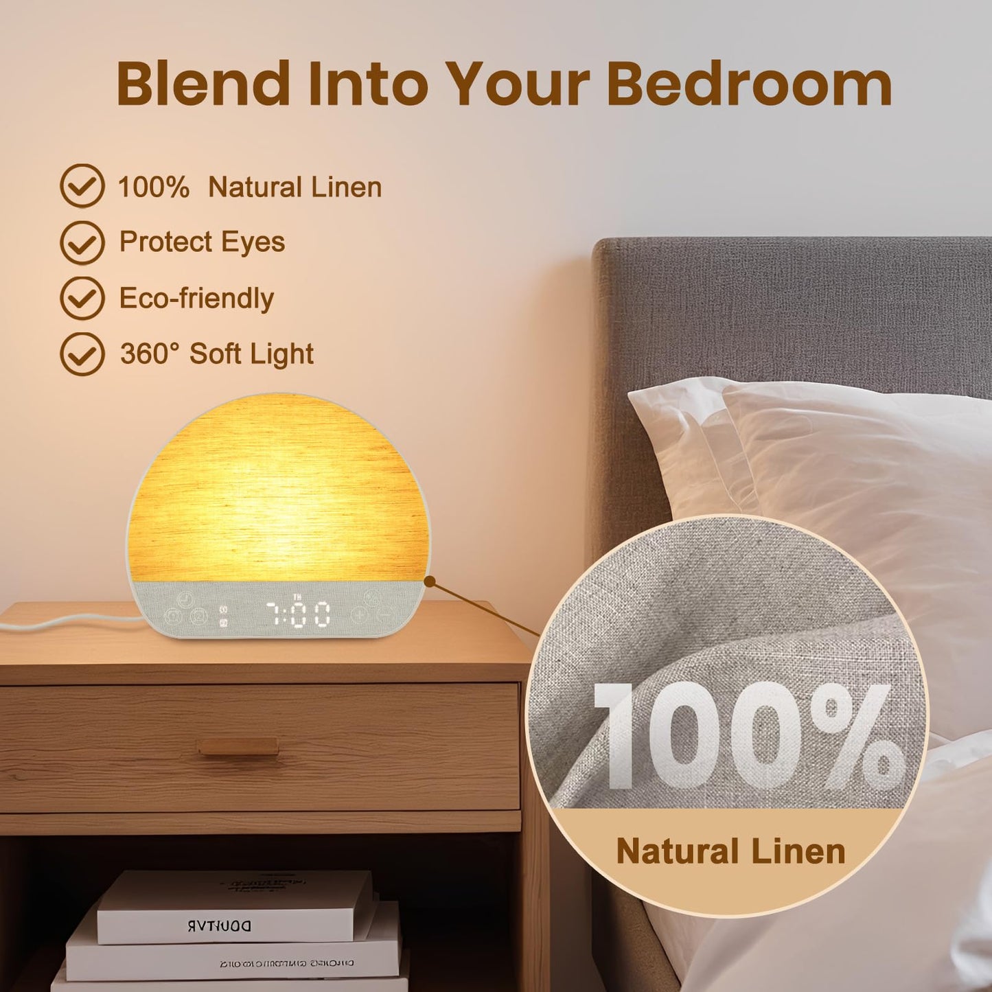 JONRRYIN Sunrise Alarm Clock, Sound Machine Alarm Clock for Bedroom| Wake Up Light for Heavy Sleepers Gift- Bluetooth, Tap to Snooze, USB Charging, 37 Sounds, 15 Colors, Timer, Dual Alarms, Dimmable