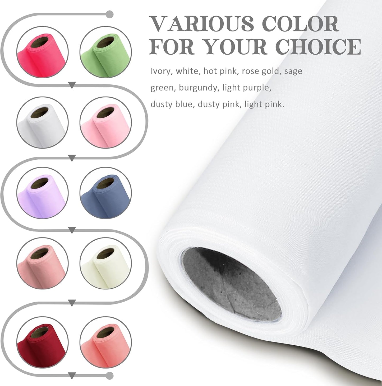 Horbaunal White Chiffon Fabric by The Yard, 1 Yard Continuous Sheer Fabric 59" Wide Soft Draping Fabric for Wedding Arch Draping Party Backdrop DIY Sewing