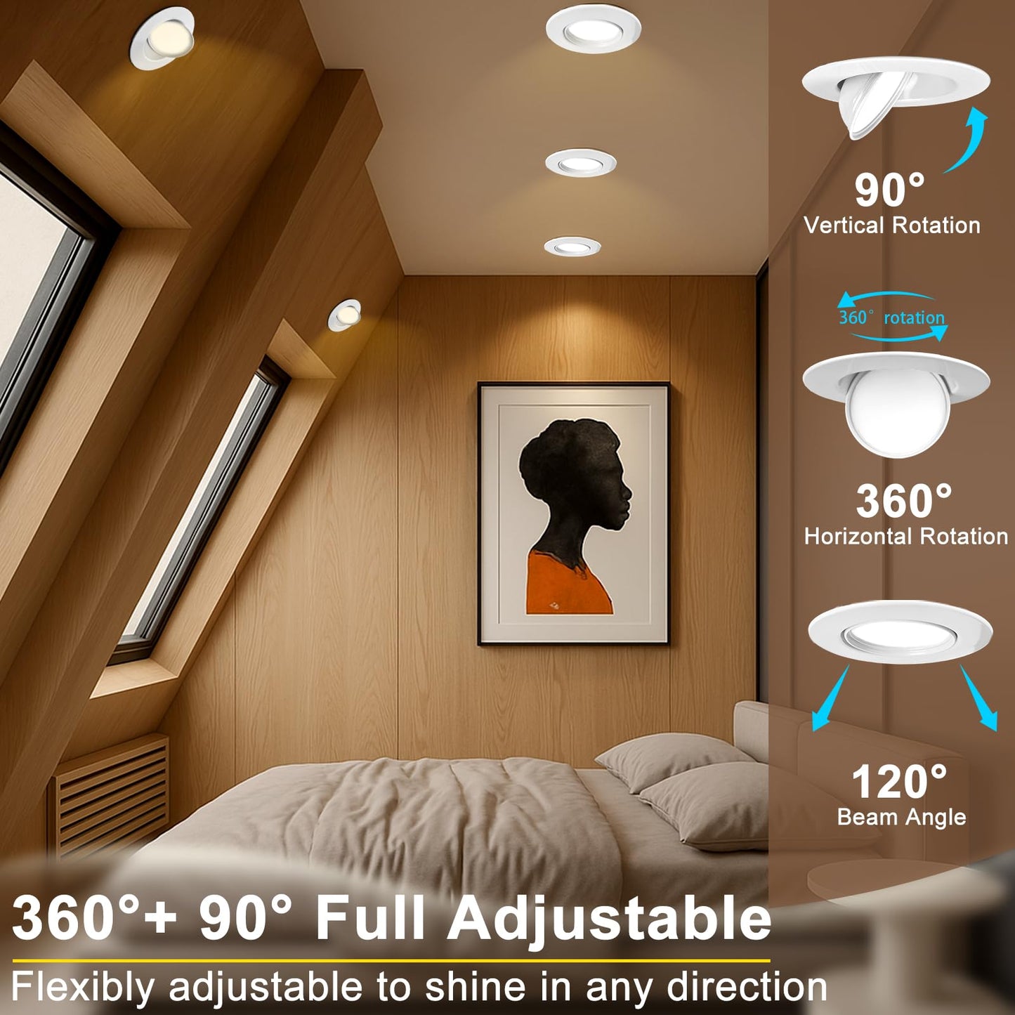 Lightdot 12 Pack 6 Inch Led Gimbal Recessed Lighting  360+90 Adjustable  3Cct Selectable & Dimmable (5%-100%)  1300Lm Ultra Bright Canless Downlight  Etl/Fcc Certified For Living Room/Kitchen-White
