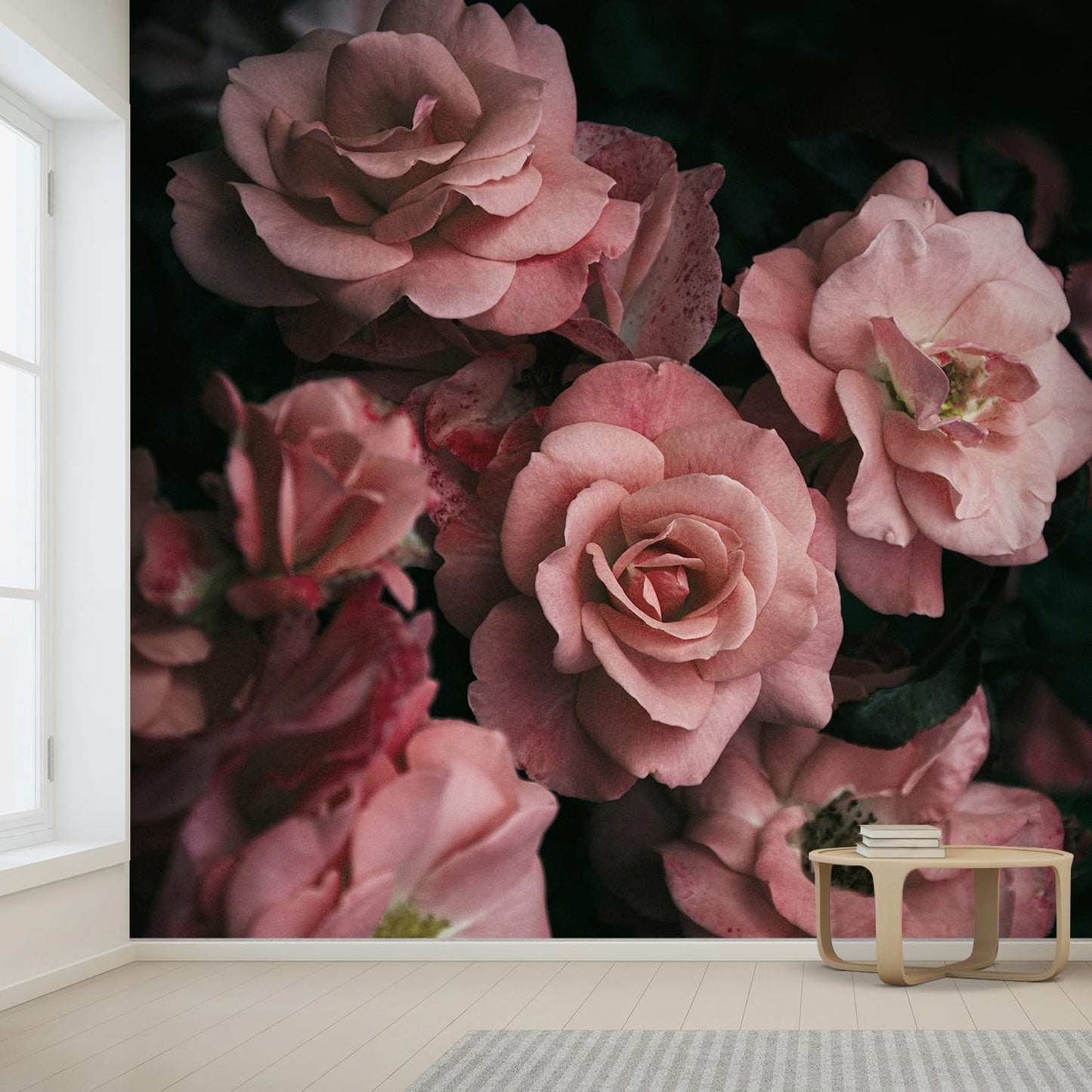 wall26 Wall Sticker/Wall Mural Dark Rose Flower Blossoms Nature Wilderness, Not Peel and Stick, Non-Woven Wallpaper Decorative for Bedroom, Living Room, Office - 120x144 inches