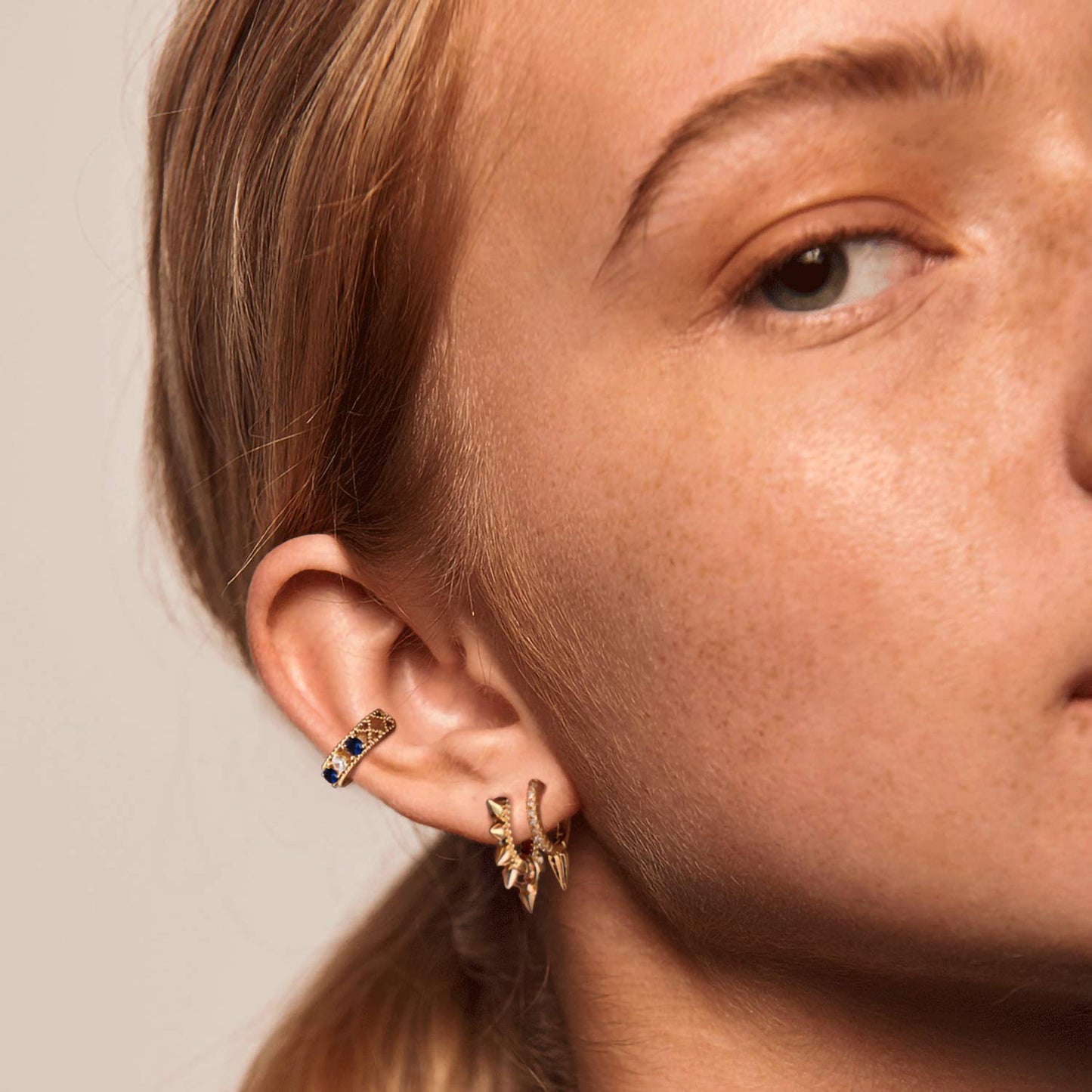 MYEARS Women Spike Earrings Gold Huggie Hoop Ear Stud Cuff Cubic Zirconia 14K Small Simple Hypoallergenic Everyday Jewelry 1