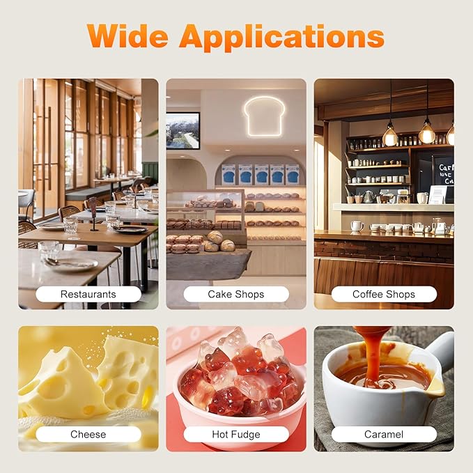 Electric Chocolate Sauce Warmer, 320W 110V Adjustable Temperature Toppings Bottle Hot Fudge Warmer with 2 Squeeze Bottle, 0.14Gal Single Bottle Hot Cheese Sauce Dispenser Jam Heat Preservation Machine