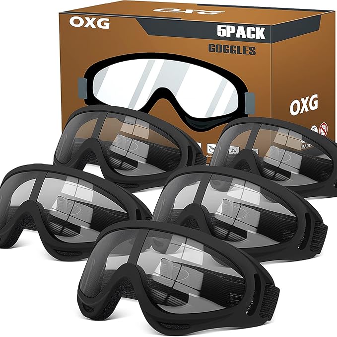 OXG 5 Pairs Motorcycle Goggles for Youth Men Women, ATV Ski Goggles Anti-UV Dustproof Windproof Dirt Bike Goggles Fit Helmet