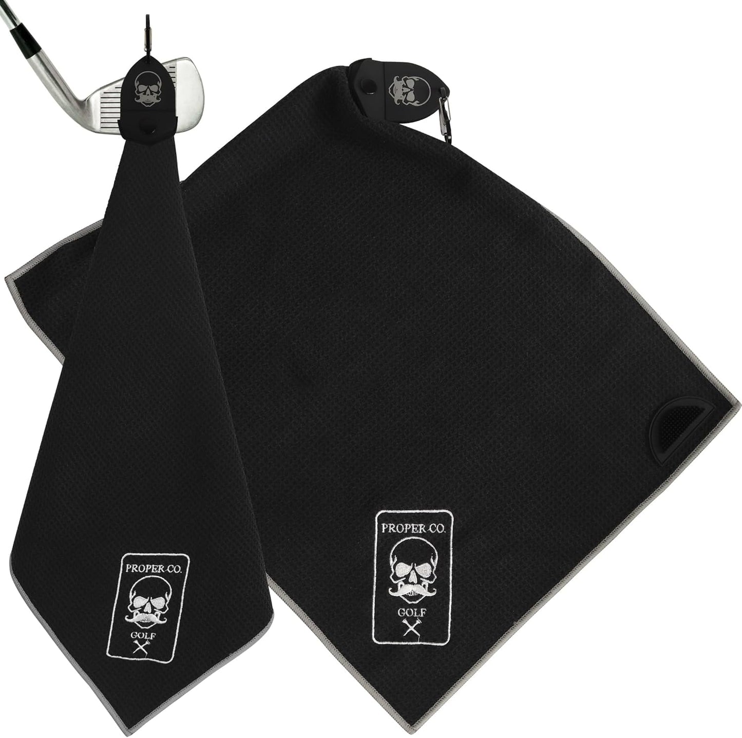 Magnetic Golf Towel (Black) Microfiber Golf Towel | Ultra Absorbant Waffle Pattern | Extra Strong Magnet for Golf Cart or Clubs
