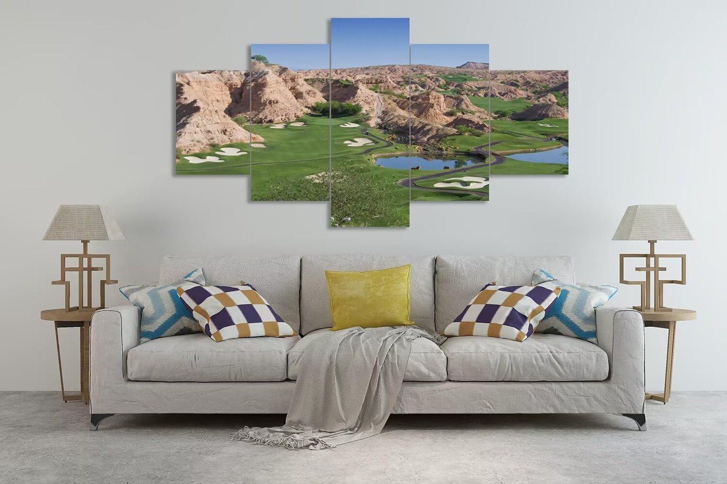 Wolf Creek Golf Course Canvas Wall Art for Living Room Bedroom Bathroom Home Decorations Golf Course Pictures Posters Wall Decor Framed Artwork Ready to Hang(60''W x 32''H)