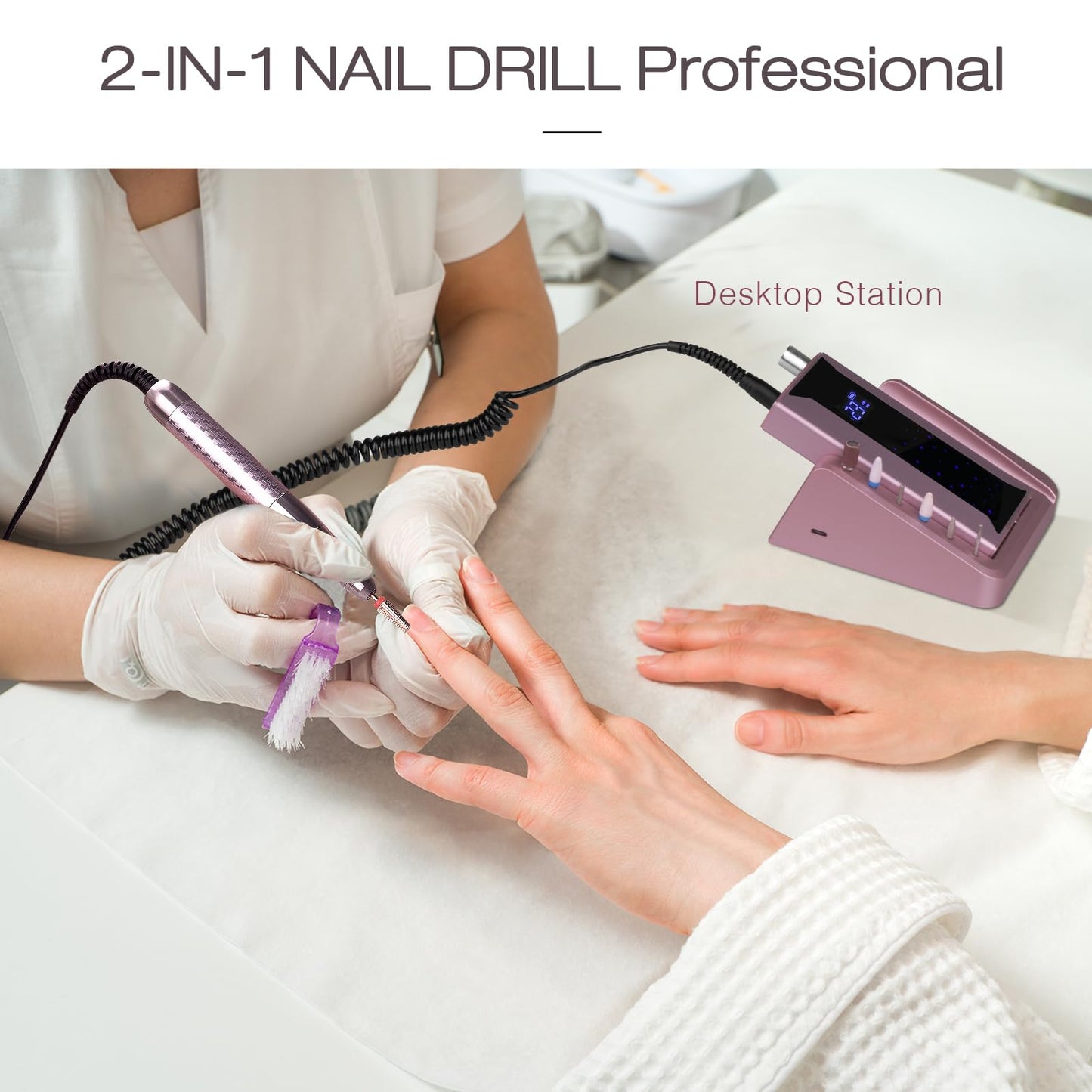 Professional Brushless Nail Drill, AZ GOGO 85W Cordless Electric Nail File 40000RPM Rechargeable Portable Nail Drill Machine for