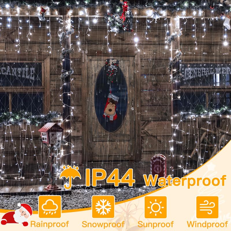 Ollny Icicle Lights 396Led, Cool White, Waterproof, Remote Control, 32Ft, Model Hg-29V397Bc, Perfect For Indoor/Outdoor Holiday Decor