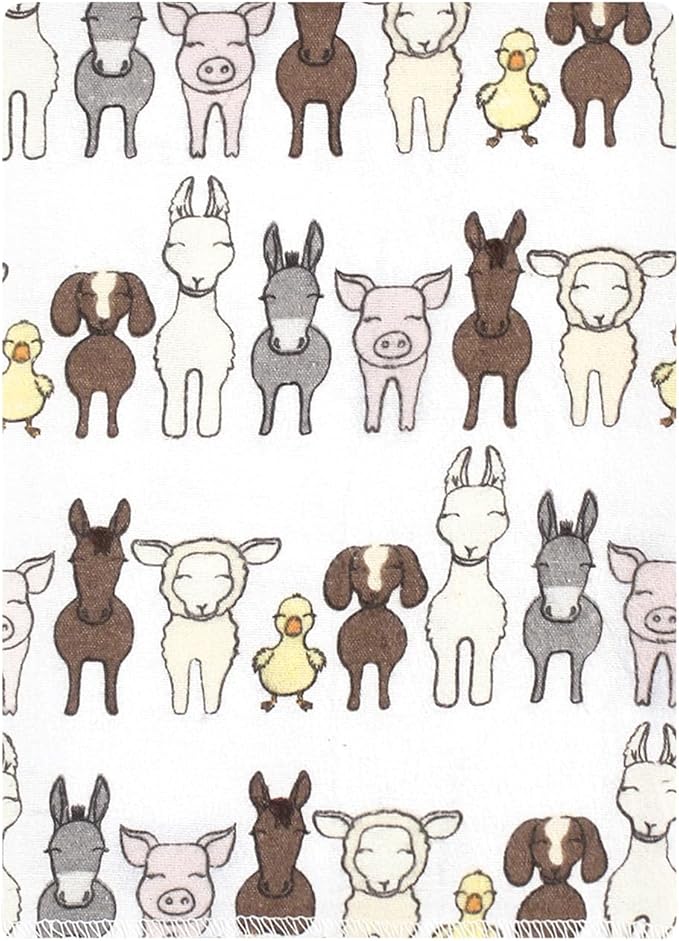 Luvable Friends Hudson Baby Flannel Burp Cloths 12pk, Farm Pals Gray
