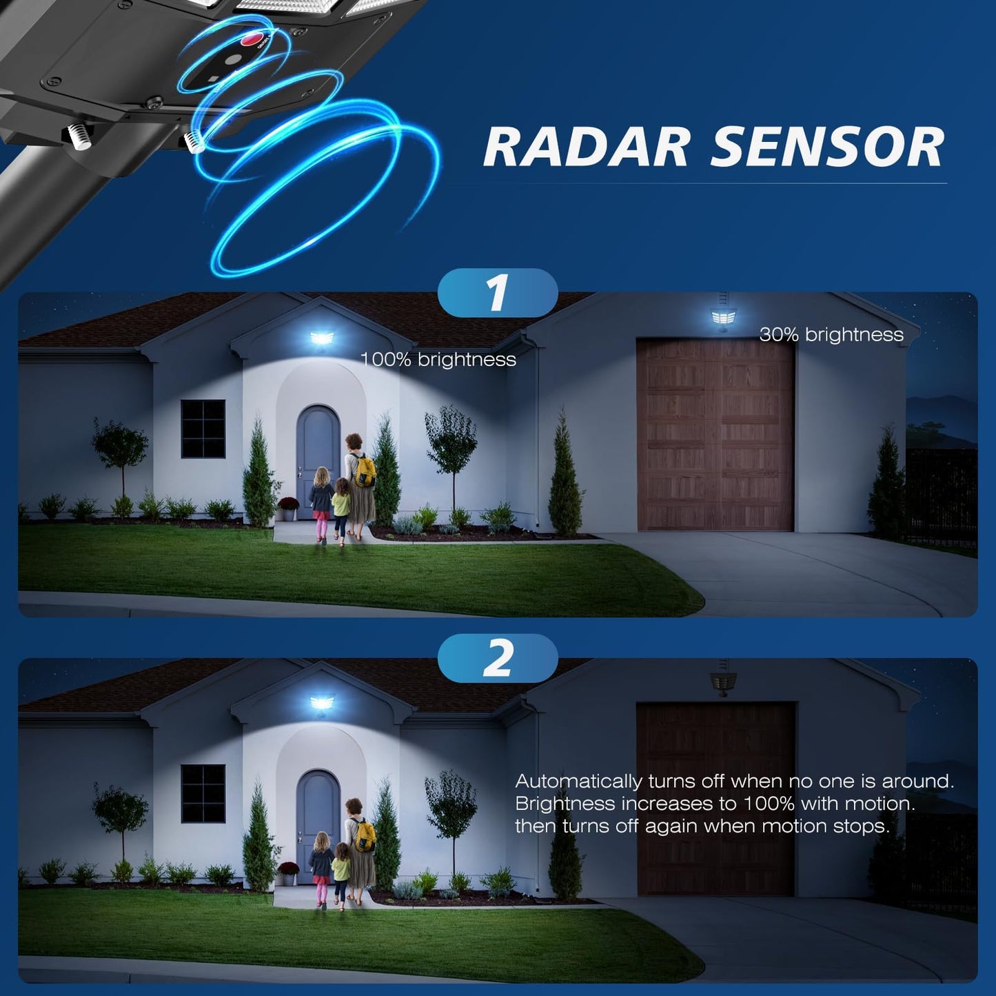 5000W Solar Street Lights Outdoor Commercial  6500K Wide Angle Motion Sensor Led Flood Light With Remote  Solar Lights Ip66 Waterproof Dusk To Dawn Lighting For Parking Lot Yard Driveway (4 Pack)