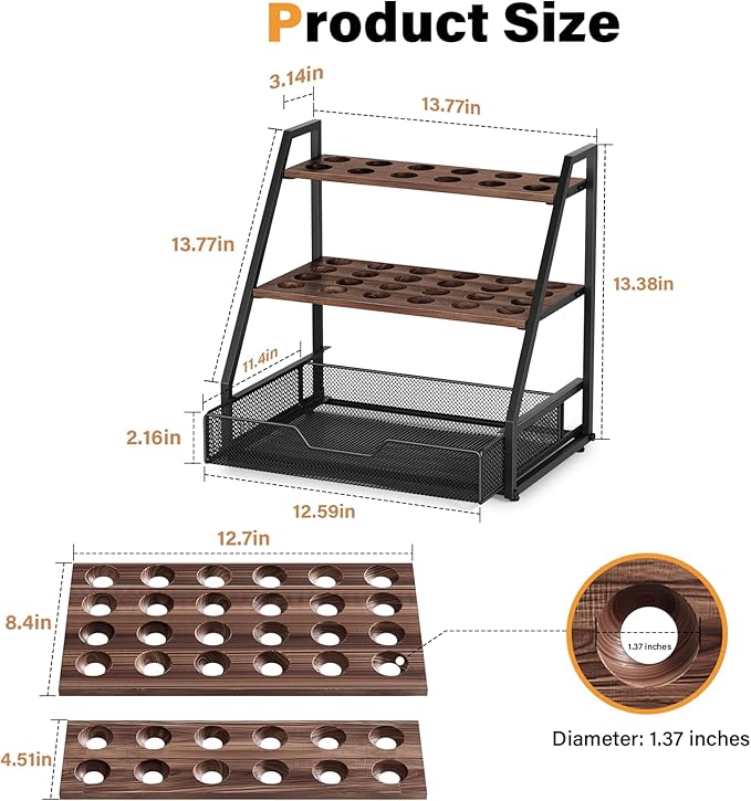 3-Tier Wooden Fresh Egg Holder Countertop With Basket for 36+90 Eggs, Wooden Egg Holder Countertop with Carry Handle for Gathering 100+ Eggs, Duck, and Quail Eggs