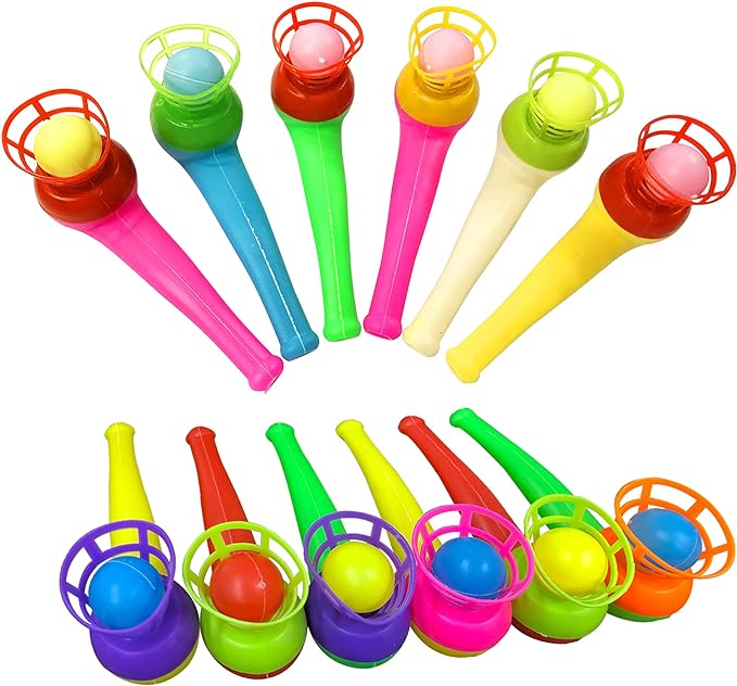 PPXMEEUDC 30PCS Ball Blowing Toy Floating Blow Pipe Balls for Kids Boys Girls Toys Blowing Ball Party (Random Color)