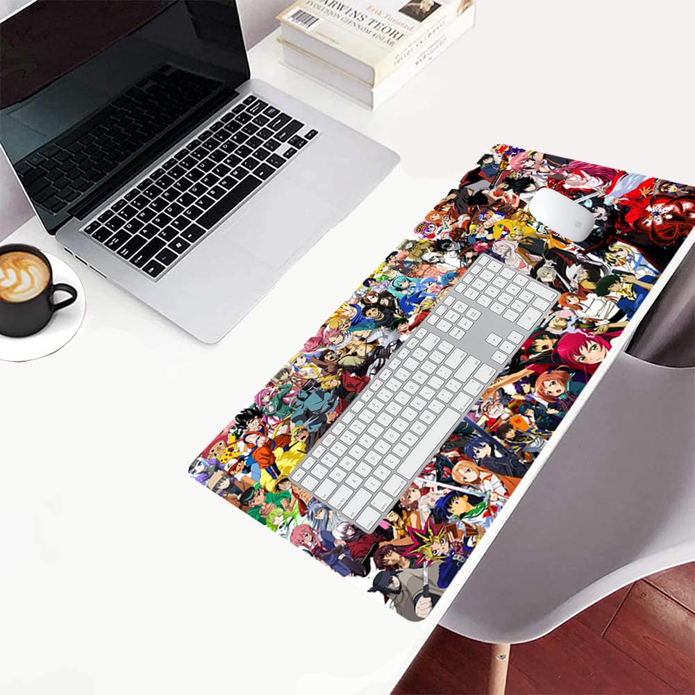 KINPLE Extended Large Gaming Mouse Pad, Full Desk Keyboard Mouse Pad, XXL Bigmouse Pad with Anime, Waterproof and Anti-Skid for Office Desk Decor (31.5×11.8×0.1 inch)