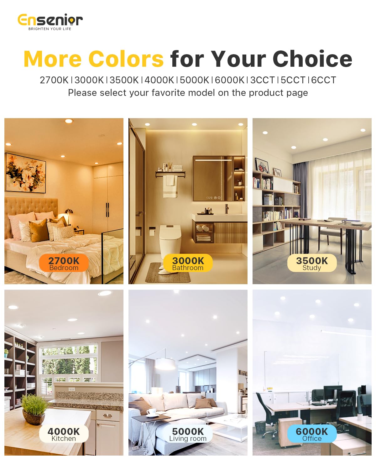 Ensenior 4 Pack 6 Inch LED Recessed Light, Dimmable, 5000K Daylight, 1200LM High Brightness, 12W 120V, 2 Pin, ERL-12X-ETL, Damp Rated, Ultra-Thin Canless Wafer Ceiling Light - ETL & FCC & IC