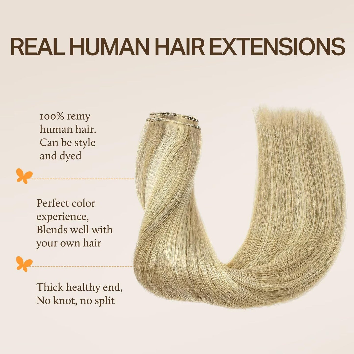 DOORES Hair Extensions Remy Human Light Blonde Highlighted Golden Blonde 14 Inch 105 g Wire Hair Extensions Invisible Natural Tr
