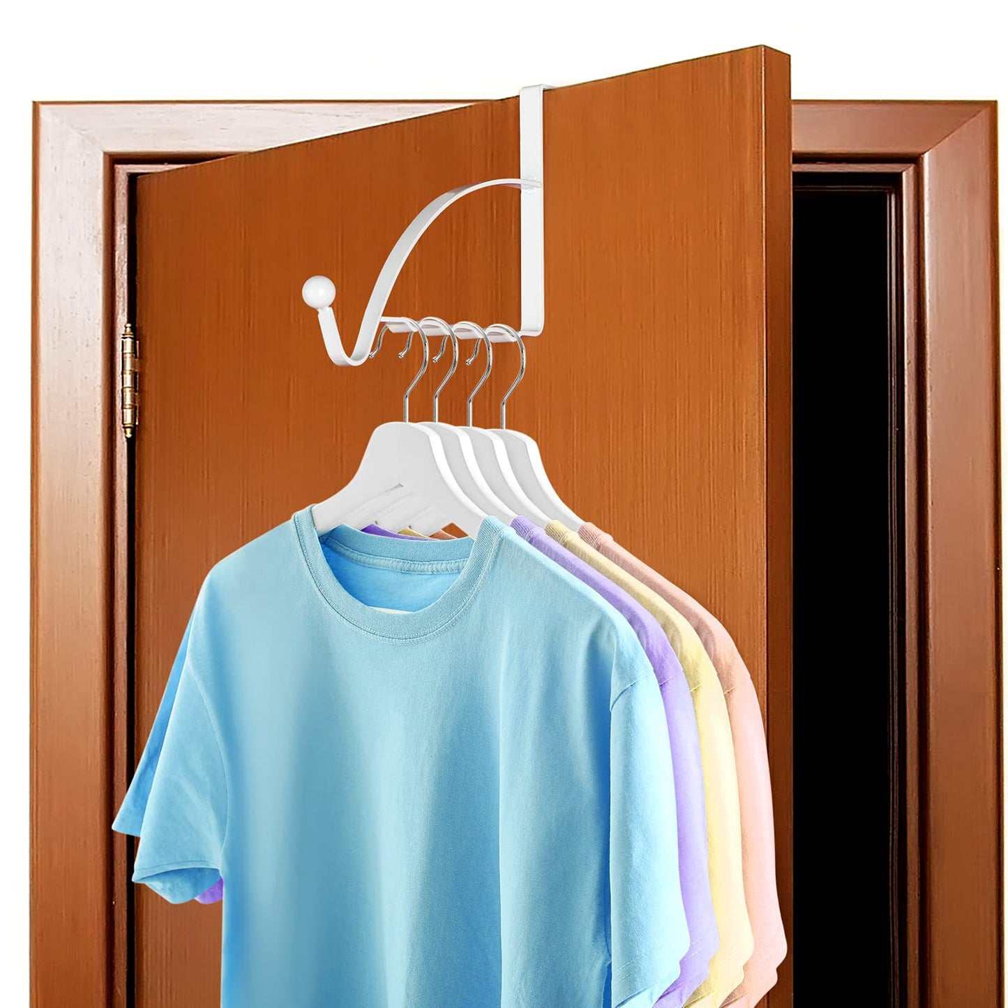 Hotop 2 Pcs Over The Door Hooks Over Door Hanger Sturdy Valet Hooks Mounted Hanging Storage Organizer Rack for Clothes Coats Towels Hats Scarves Purses(White)