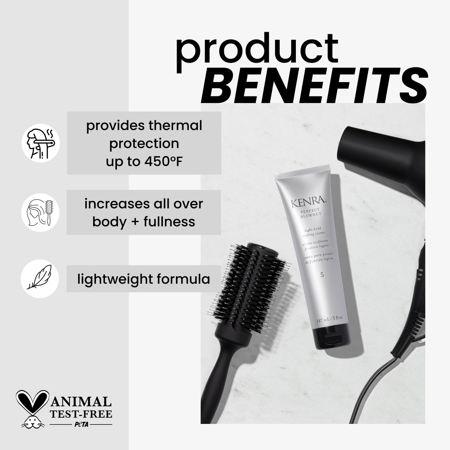 Kenra Professional Perfect Blowout 5 | Light Hold Styling Crme | Provides Thermal Protection | Increases All Over Body & Fullnes