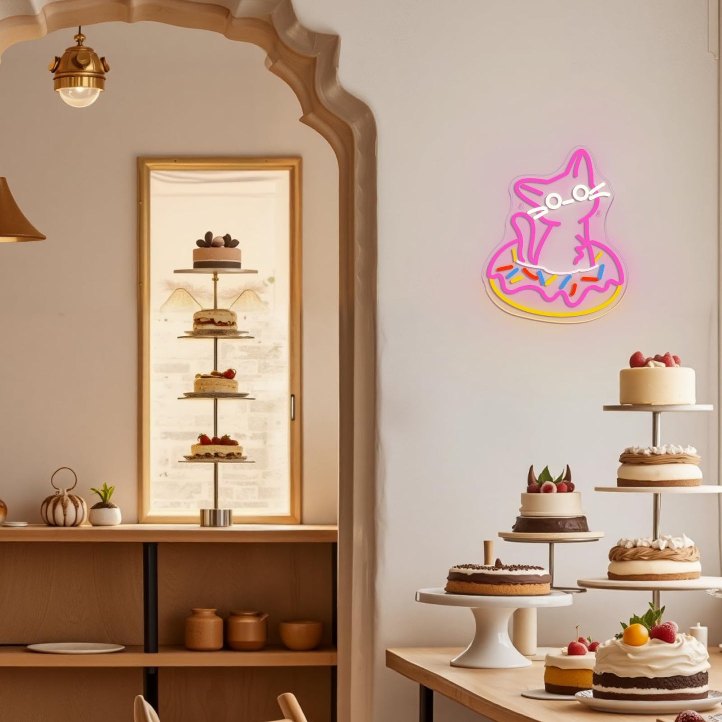 Ineonlife Donut Cat Neon Sign Led Lights Neon Lights For Wall Decor Led Sign For Donut Shop Cat Lover Donut Bakery Snack Shop Classroom Bedroom Cafe Gifts For Teens