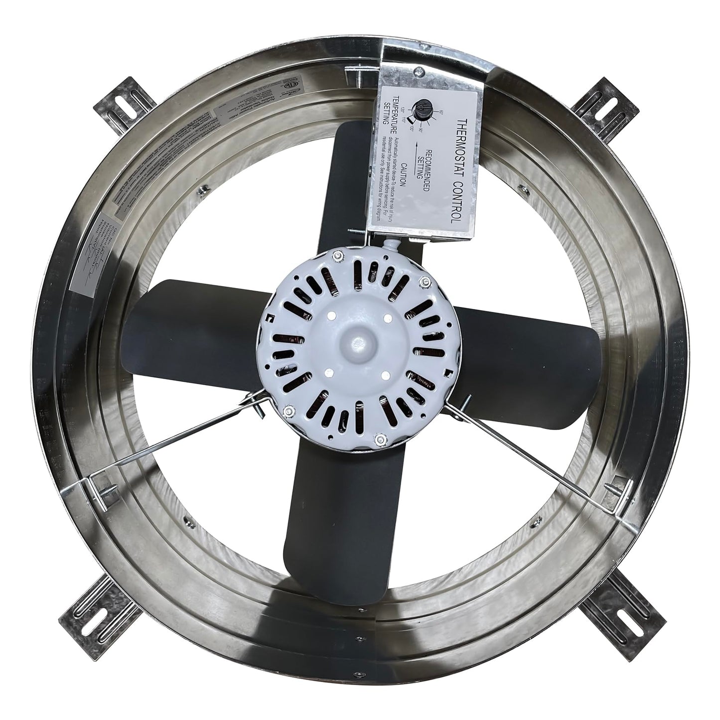 Iliving Ilg8G14-12T Automatic Gable Mount Attic Ventilator Fan With Adjustable Thermostat, 2.85 Amp, 2339 Cfm, Single-Speed