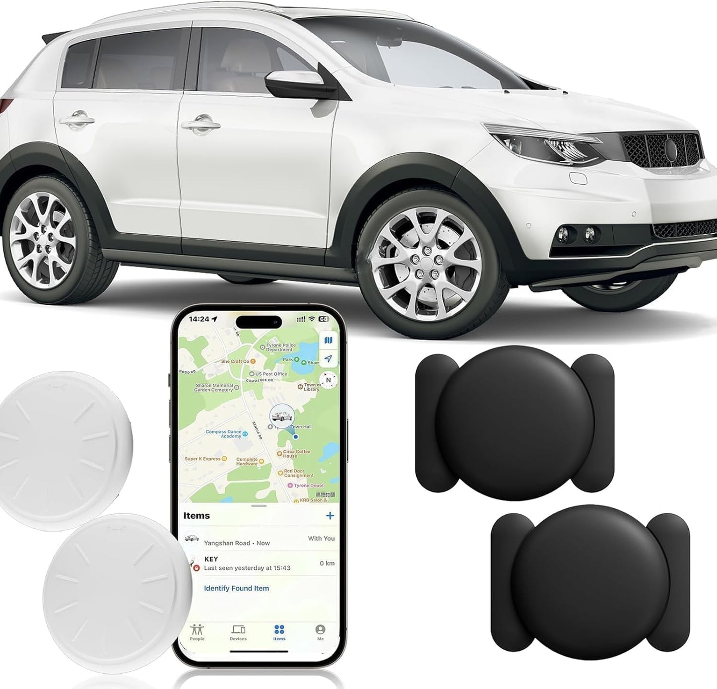 Hongtop Tracker Device For Vehicle,No Monthly Fee Real Time Gps Car Tracker Works With Apple Find My (Ios Only),Mini Hidden Car