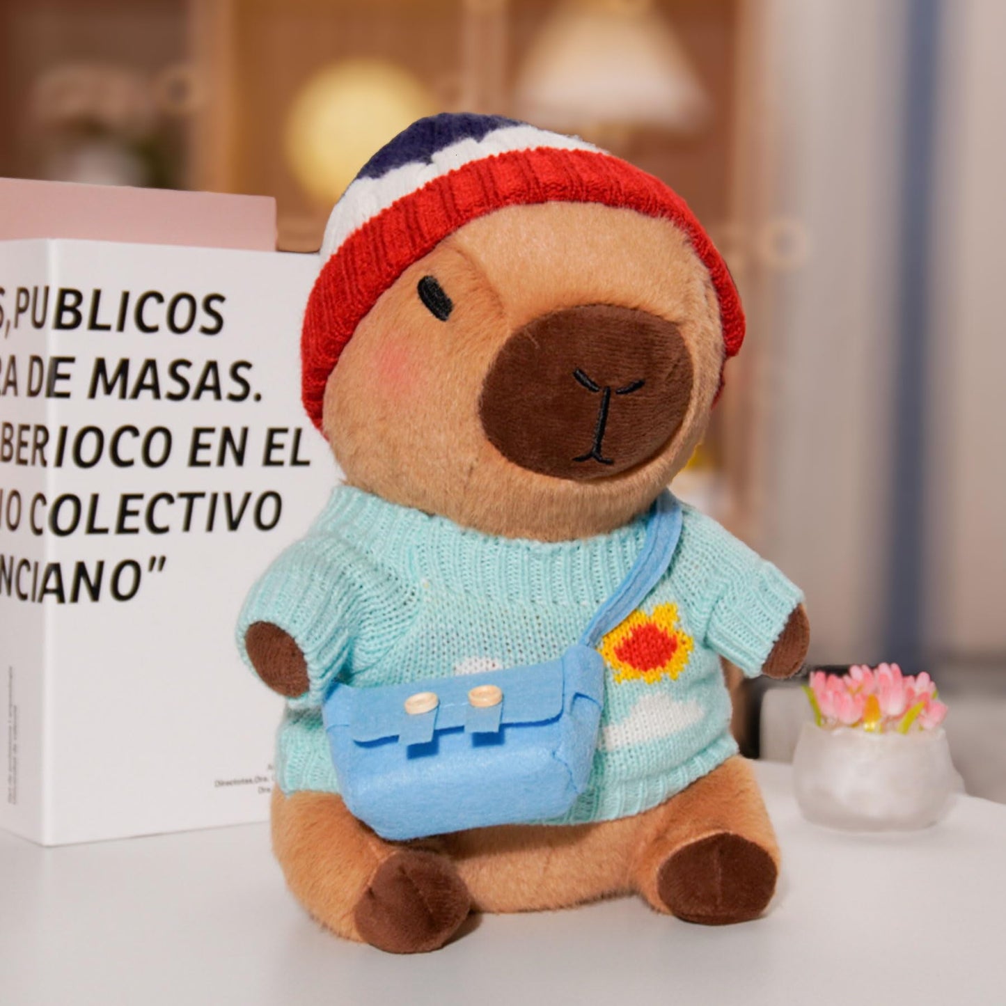 Kireidane Capybara Plush with 9 pcs Clothes & Accessories, 10.2 in Cute Capybara Stuffed Animal Plush Toys, Dress Up Cute Plushies for Girls/Boys