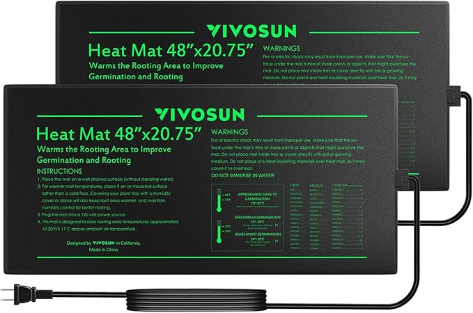 VIVOSUN 2-Pack 48" x 20.75" Durable Waterproof Seedling Heat Mat, UL & MET-Certified Warm Hydroponic Heating Pad for Germi...