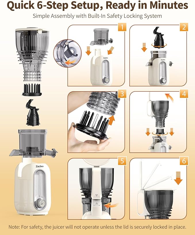 Cold Press Juicer Machines, 5.8" Large Feed Chute Slow Masticating Juice Maker for Whole Vegetable and Fruit, Easy to Clean, 300W High Juice Yield - MP-802M (White)