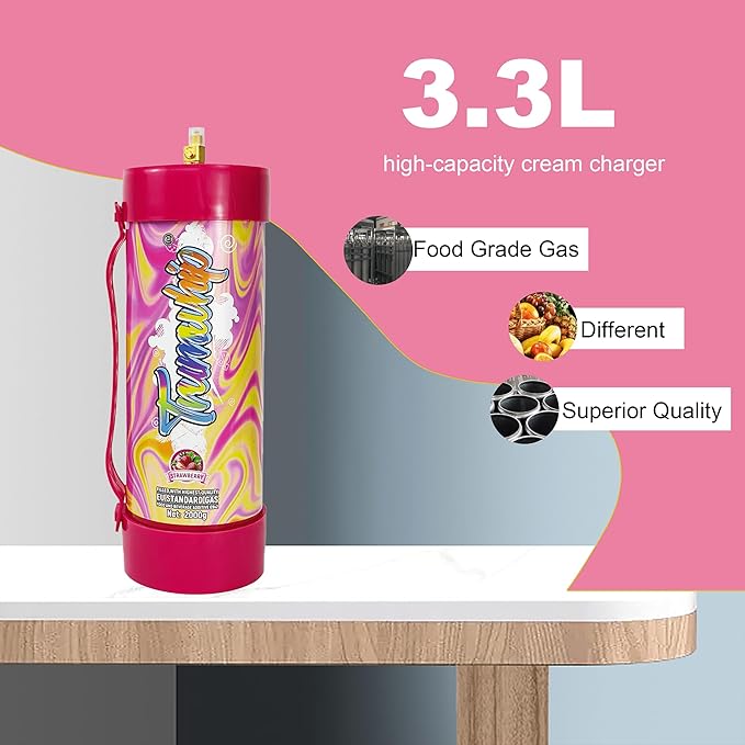 3.3L / 2000G Food-Grade Steel Cylinder – Leakproof, Kitchen-Safe, Stainless Steel Compatible Kitchen Tools (1, strawberry)