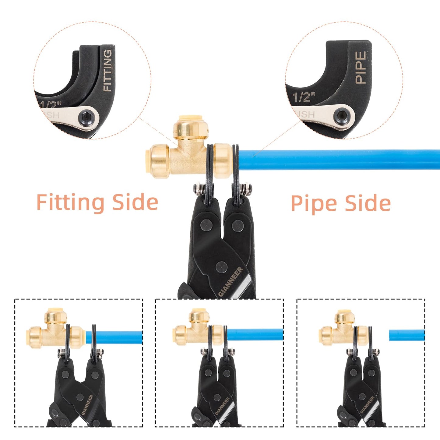 GIANNEER Push to Connect Removal Tool Disconnect Tongs for 1/2”, 3/4”, 1” Push Fitting Pex Removal Tool Improved Version