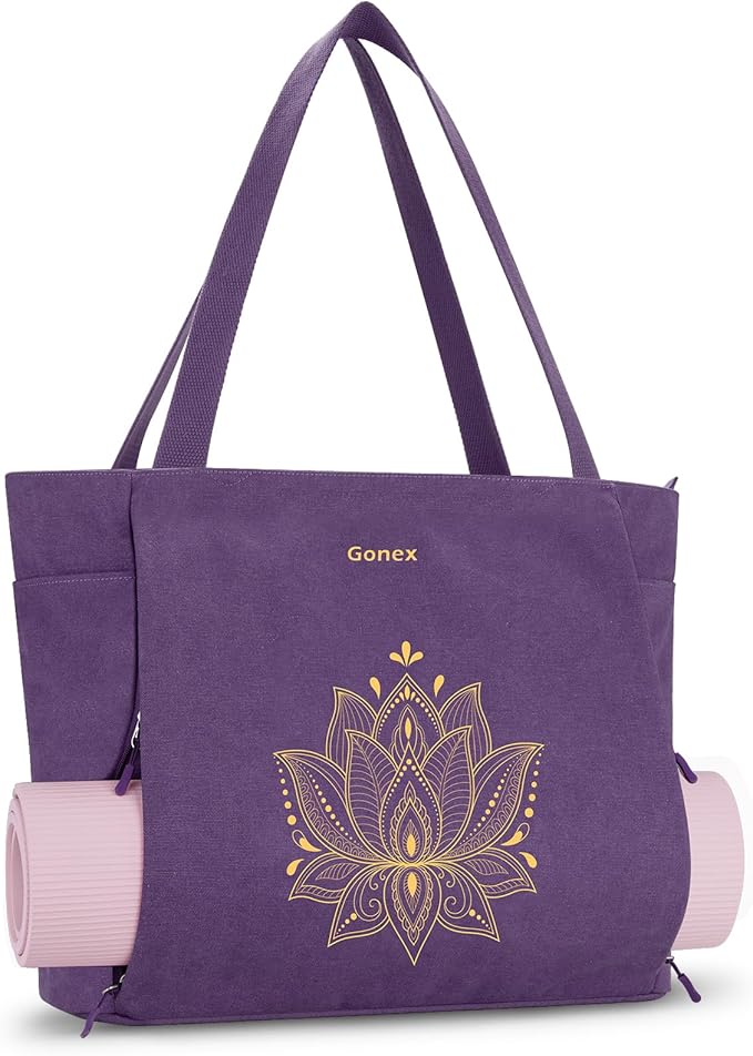 Gonex Yoga Mat Bag, Large Tote Bag with Multi Pockets for Women Men, Canvas Mat Carrier, Full Zipper Easy Access for Pilat...