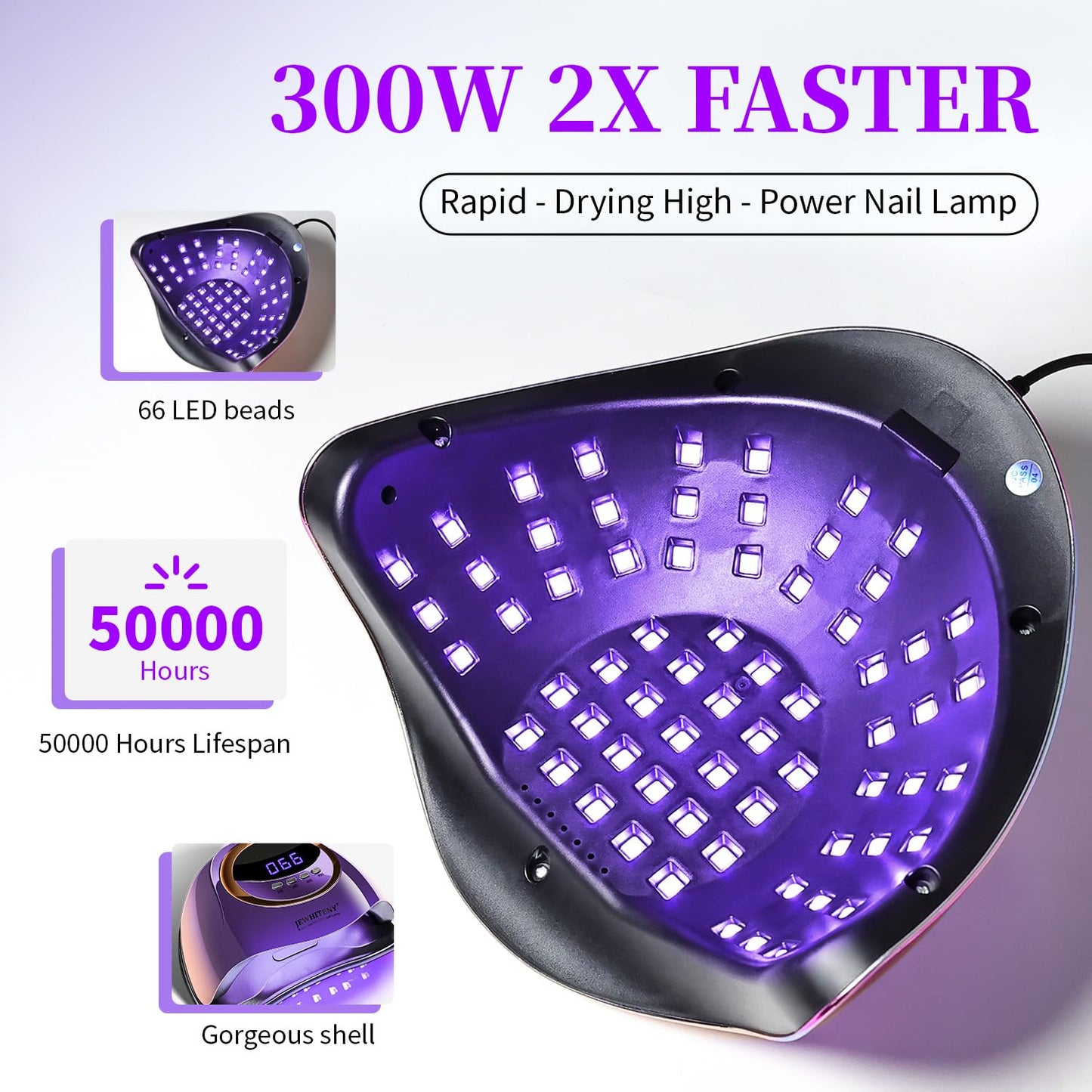 JEWHITENY Purple Fast U V Dryer for Gel Nail Polish:Gel Manicure U V Light with 4 Timers & Automatic Sensor Gel Nail Lamp Profes