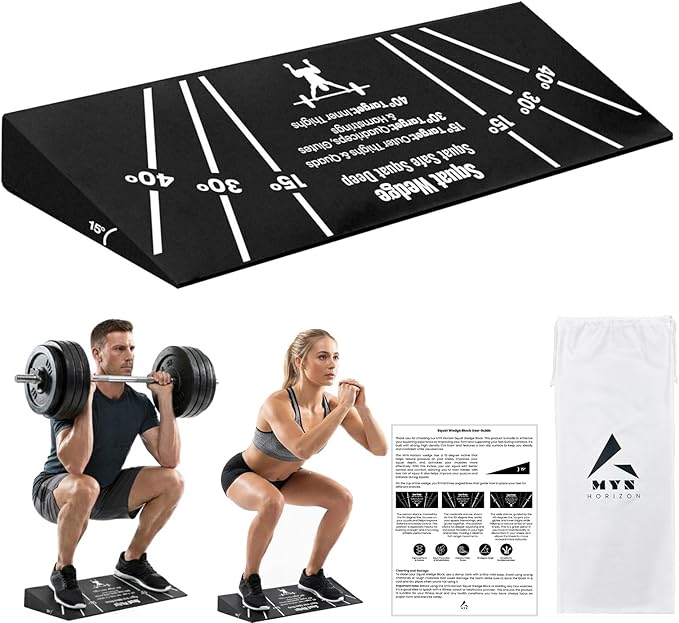 Squat Wedge Block – Non-Slip EVA Material Slant Board with 15°/30°/40° Angle Markings, 15° Heel-Elevated Incline Squat Wed...
