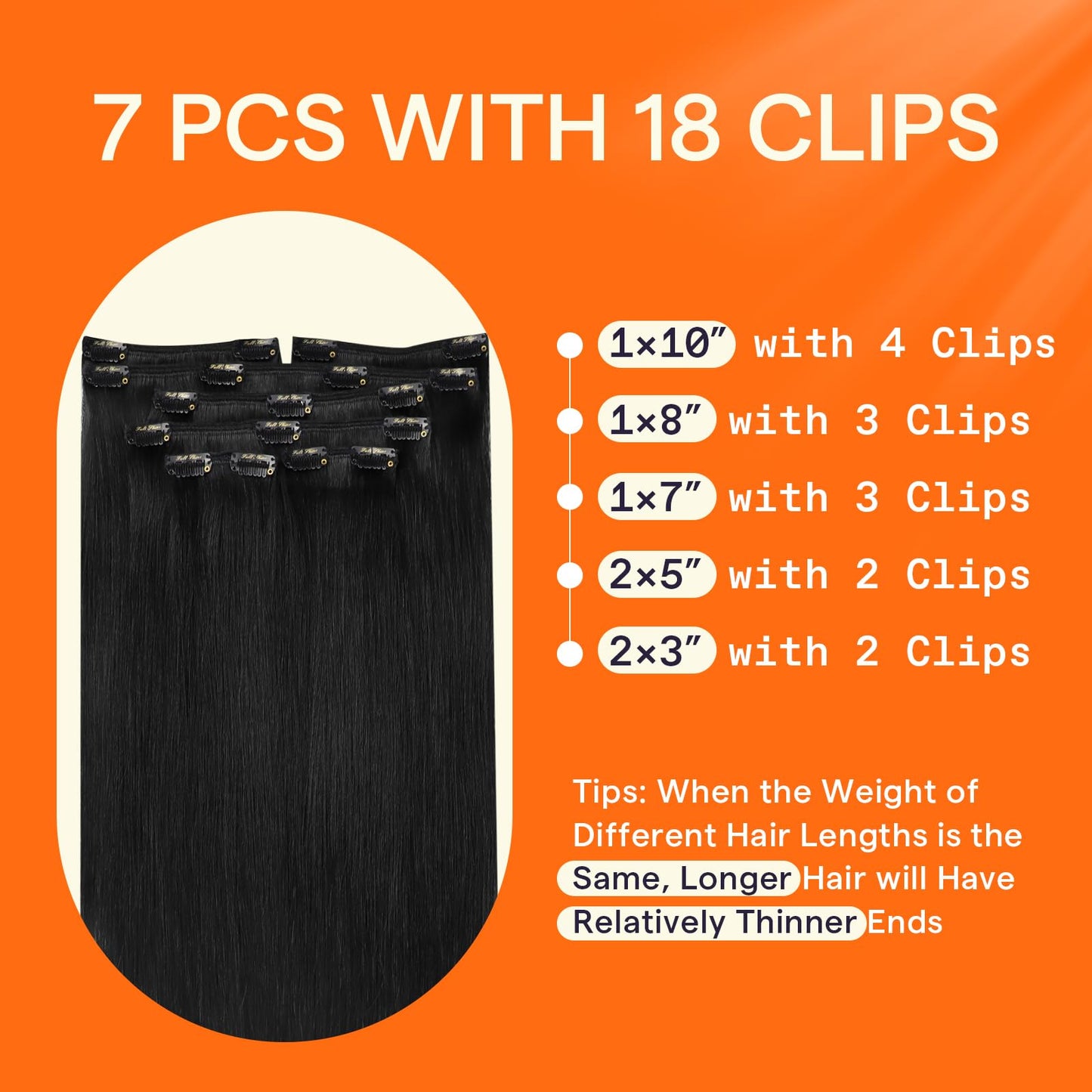 Full Shine 24 Inch Black Human Hair Clip in Extensions Brazilian Human Hair Extensions Clip ins Natural Black Silky Straight Rem